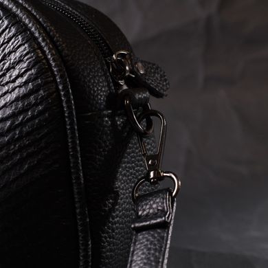 Фактурная сумка для женщин из натуральной кожи с тиснением под змею Vintage 22354 Черная