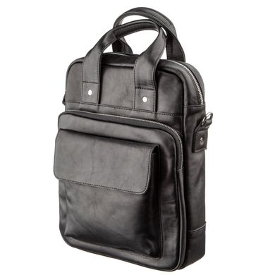Мужская сумка под А4 вертикального формата в гладкой коже 11165 SHVIGEL, Черная