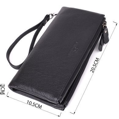 Практичный кожаный кошелек на три отделения ST Leather 23111 Черный