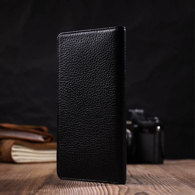 Вертикальный мужской бумажник из натуральной зернистой кожи BOND 21983 Черный
