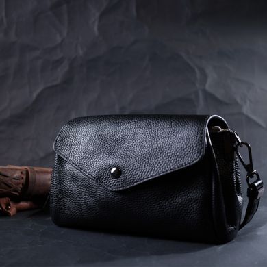 Женская кожаная сумка с треугольным клапаном Vintage 22254 Черная