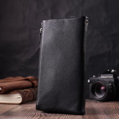 Жіночий гаманець-клатч із двома блискавками з натуральної шкіри ST Leather 22527 Чорний