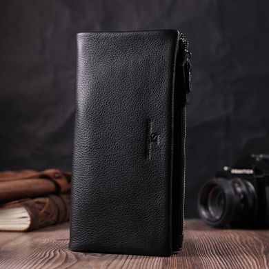 Женский кошелек-клатч с двумя молниями из натуральной кожи ST Leather 22527 Черный