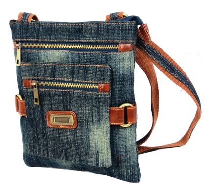 Молодежная джинсовая сумка на плечо Fashion jeans bag темно-синяя