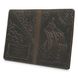 Оригінальна шкіряна коричнева обкладинка для паспорта з художньою тисненням "Discoveries"