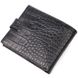 Горизонтальное узкое портмоне с хлястиком из натуральной фактурной кожи под крокодила KARYA 21089 Черный