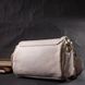 Красивая кожаная женская сумка с оригинальной плечевой лямкой Vintage 22404 Белая