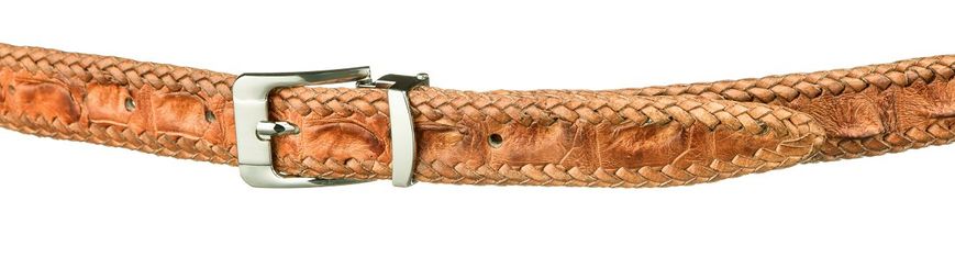 Ремень тонкий CROCODILE LEATHER 18596 из натуральной кожи крокодила Коричневый