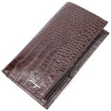 Надежный вертикальный бумажник из натуральной кожи с тиснением под крокодила KARYA 21140 Коричневый фото