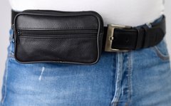 Компактна чоловіча сумка, барсетка на пояс із еко шкіри Pako Jeans чорна
