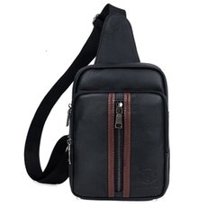 Стильный мужской рюкзак-моношлейка из кожи BULL T1354 черный Черный
