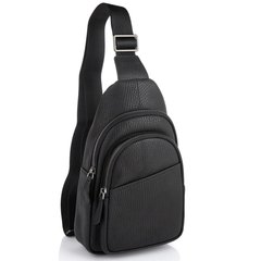 Мужская кожаная сумка-слинг черная Tiding Bag SM8-853A Черный