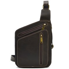 Кожаный рюкзак слинг нагрудная сумка TARWA RC-0096-3md Коричневый