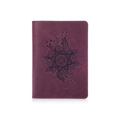 Фиолетовая дизайнерская кожаная обложка для паспорта с отделением для карт, коллекция "Mehendi Classic"