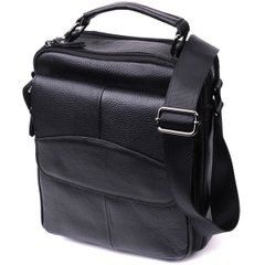 Добротна чоловіча сумка середнього розміру через плече з натуральної шкіри Vintage sale_15028 Чорний