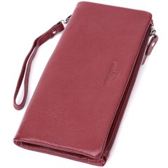 Добротний жіночий гаманець-клатч із двома блискавками з натуральної шкіри ST Leather 22528 Бордовий
