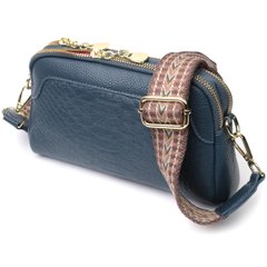 Модная сумка на два отделения из натуральной кожи Vintage 22355 Синяя