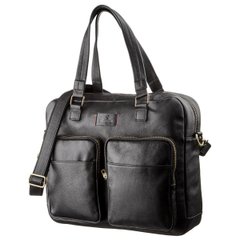 Мужская кожаная деловая сумка-портфель для ноутбука SHVIGEL 19108 Черная