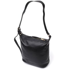 Вместительная женская сумка с одной длинной ручкой из натуральной кожи Vintage 22305 Черная