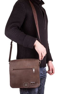 Добротная мужская сумка из высококачественной кожи MIS MS4234, Коричневый