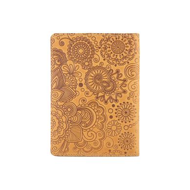 Светло желтая обложка для паспорта ручной работы с натуральной кожи, коллекция "Mehendi Art"