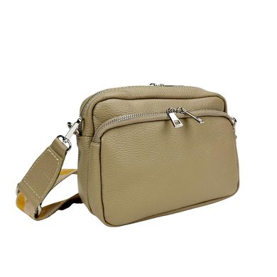 Жіноча шкіряна сумочка з широким ременем Firenze Italy F-IT-9830-1B Бежевий