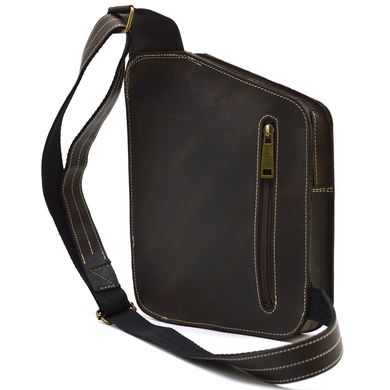 Кожаный рюкзак слинг нагрудная сумка TARWA RC-0096-3md Коричневый