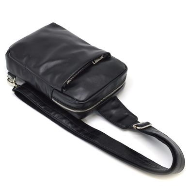 Кожаный мужской слинг, косуха, рюкзак на одно плечо GA-0205-3md TARWA Черный