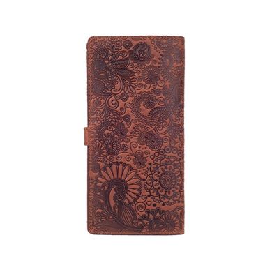 Місткий дизайнерський шкіряний тревел-кейс коньячного кольору, колекція "Mehendi Art"