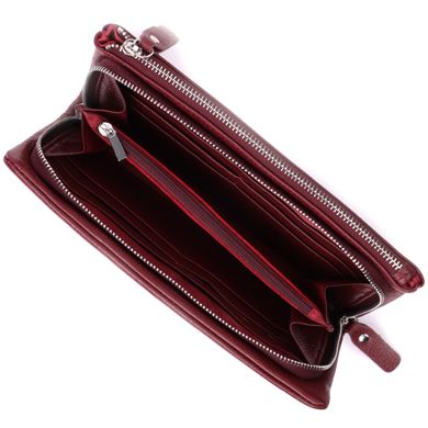 Добротный женский кошелек-клатч с двумя молниями из натуральной кожи ST Leather 22528 Бордовый