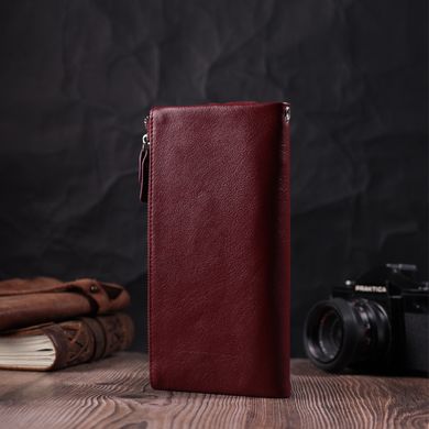 Добротный женский кошелек-клатч с двумя молниями из натуральной кожи ST Leather 22528 Бордовый