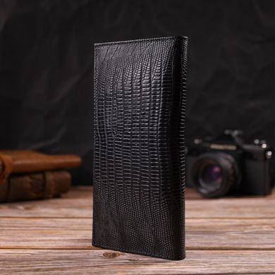 Фактурний чоловічий вертикальний гаманець з натуральної шкіри з тисненням CANPELLINI 21906 Чорний