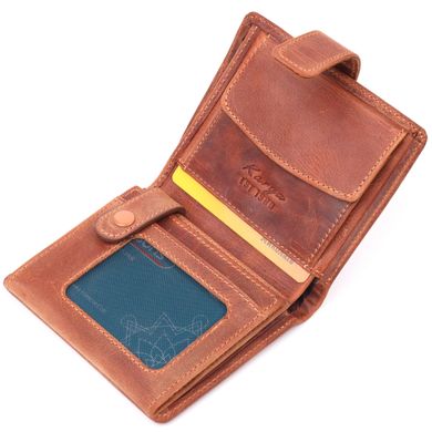 Функціональний чоловічий гаманець у вінтажній шкірі KARYA 21369 Рудий