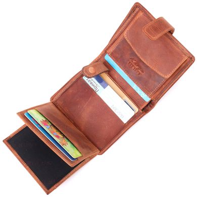 Функциональный мужской кошелек в винтажной коже KARYA 21369 Рыжий