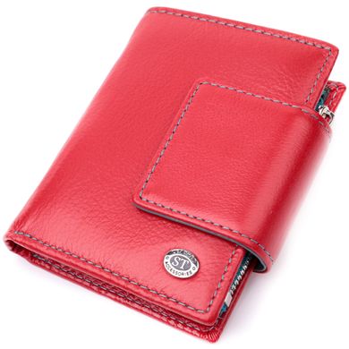 Яскравий шкіряний гаманець для жінок з цікавою монетницею ST Leather 19448 Червоний