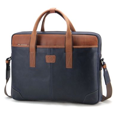 Класична ділова шкіряна сумка для ноутбука 15" Синій Tom Stone 717BL-R