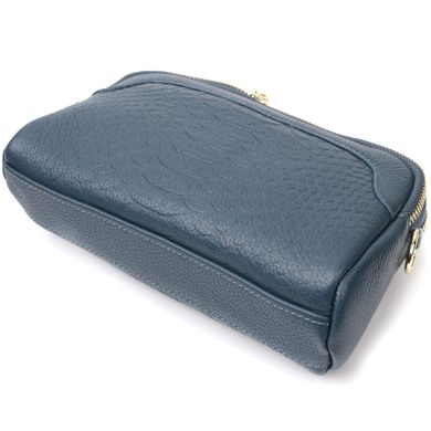 Модна сумка на два відділення з натуральної шкіри Vintage 22355 Синя