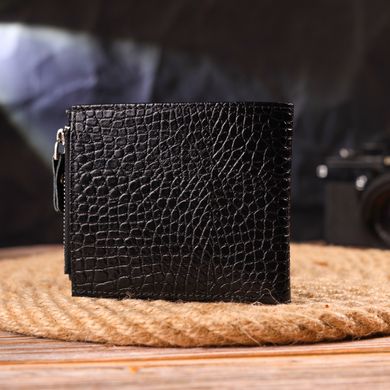Чоловічий гаманець горизонтальний з натуральної фактурної шкіри CANPELLINI 21504 Чорний