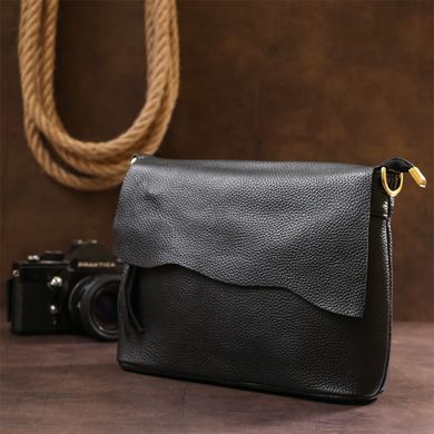Невелика жіноча шкіряна сумка Vintage 20685 Чорний