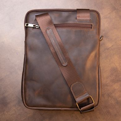 Оригинальная сумка с накладным карманом на молнии в матовой коже 11280 SHVIGEL, Коричневая