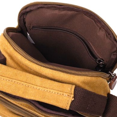 Отличная небольшая мужская сумка из плотного текстиля Vintage 22222 Песочный