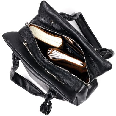 Практичная женская сумка с ручками KARYA 20890 кожаная Черный