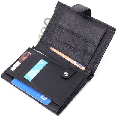 Практичный мужской бумажник с блоком под документы из натуральной кожи ST Leather 22478 Черный