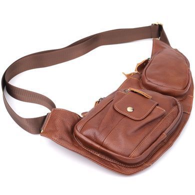 Удобная мужская сумка с большим количеством карманов из натуральной кожи Vintage 22963 Коричневый