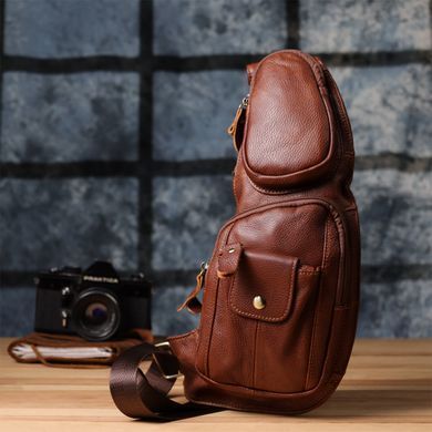Удобная мужская сумка с большим количеством карманов из натуральной кожи Vintage 22963 Коричневый
