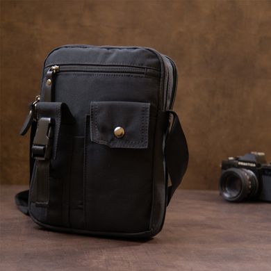 Універсальна текстильна чоловіча сумка на два відділення Vintage 20660 Чорна