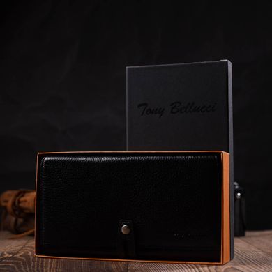 Вместительный клатч с двумя блоками для кредитных карт из натуральной кожи Tony Bellucci 21984 Черный