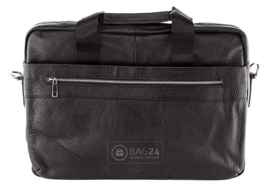 Добротна шкіряна сумка для ноутбука чорного кольору 15143, Чорний