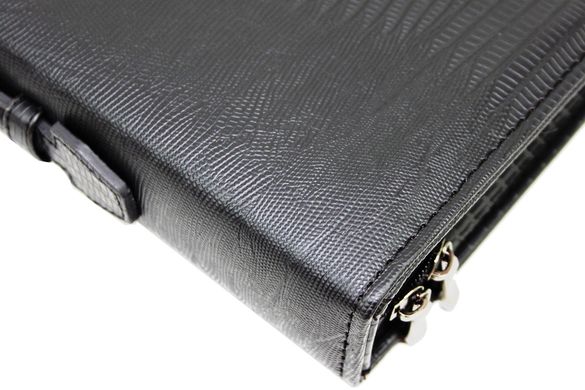 Большая папка-портфель из эко кожи под змею Portfolio черная