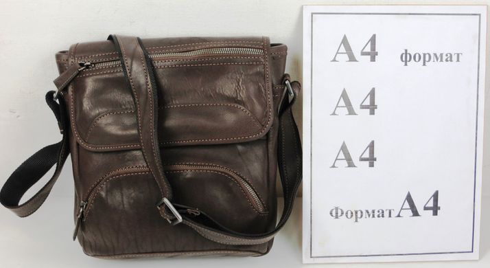 Кожаная мужская сумка, планшетка Mykhail Ikhtyar, Украина коричневая
